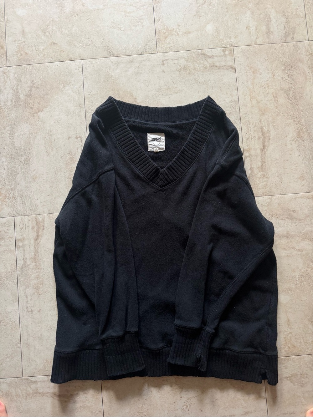 Aerie Black V Neck Crew